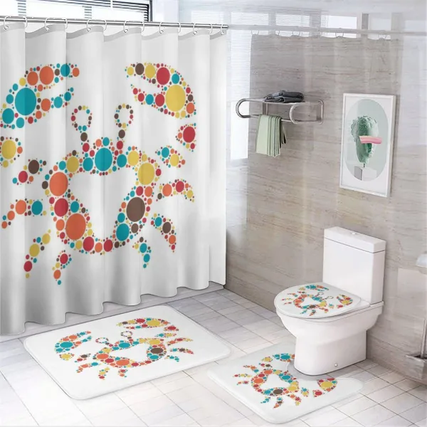 Colorful Dotted Shape on a shower curtain