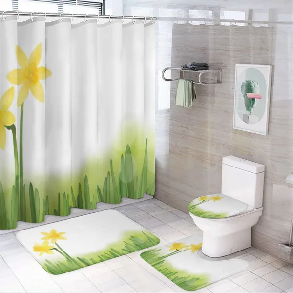 Daffodils with Grass on a shower curtain