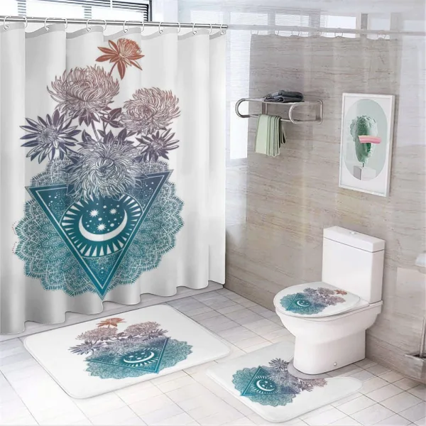 Flowers Moon and Lace Motif on a shower curtain