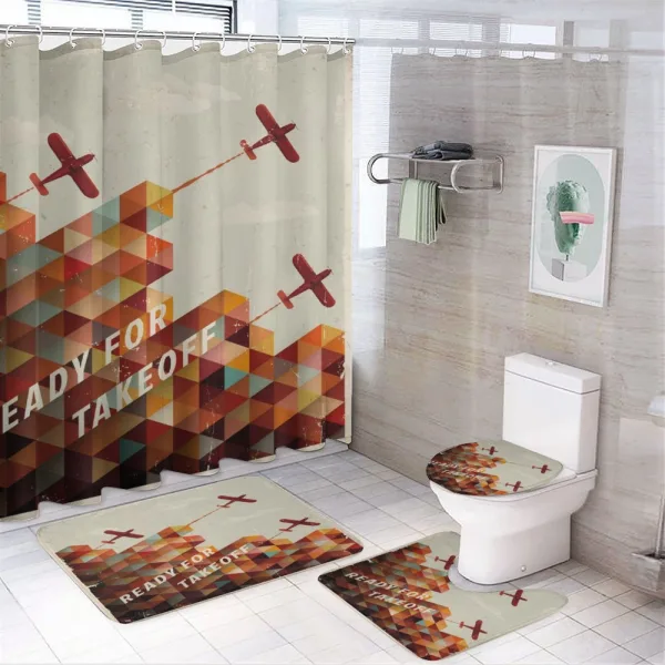 Geometric Aged on a shower curtain