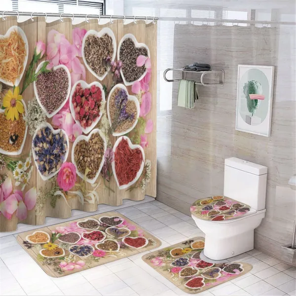 Healing Herbs Bowls on a shower curtain