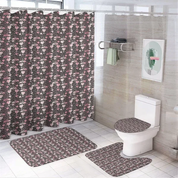 Love Swans Hearts on a shower curtain
