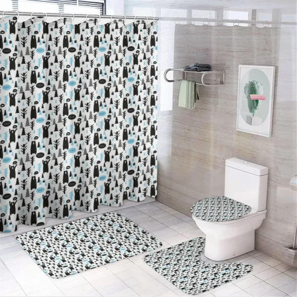 Modern Forest Animals Joy on a shower curtain
