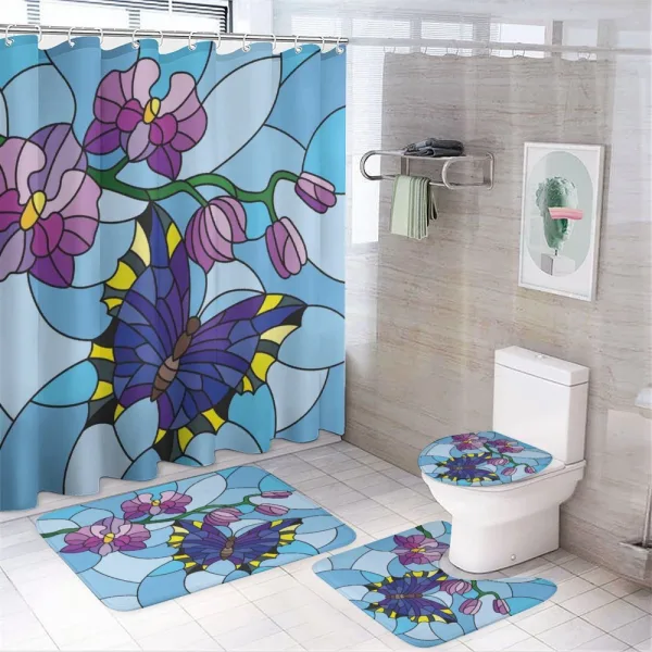 Mosaic Fractal Floral on a shower curtain