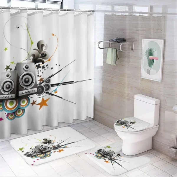 Music Set Headphones on a shower curtain
