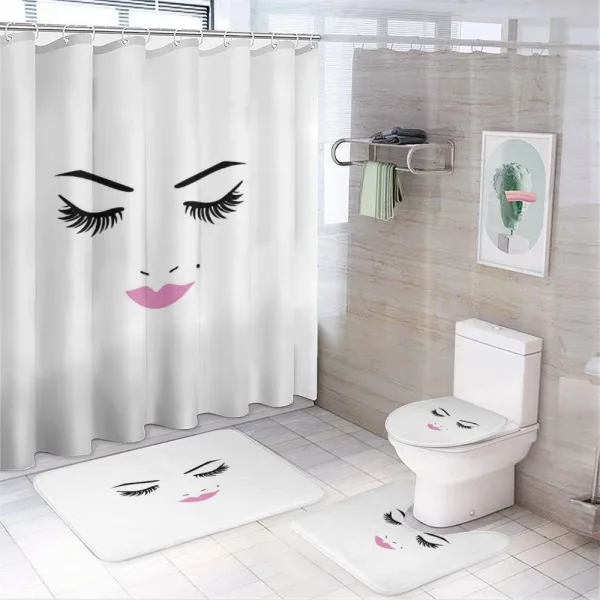 Pink Lips Makeup Beauty on a shower curtain
