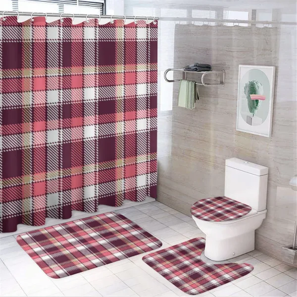 Retro Plaid Squares on a shower curtain