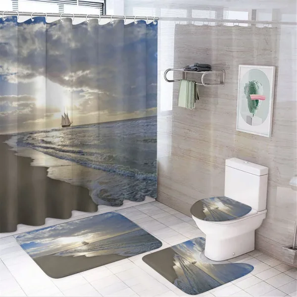 Sailing Shipt Sunset on a shower curtain