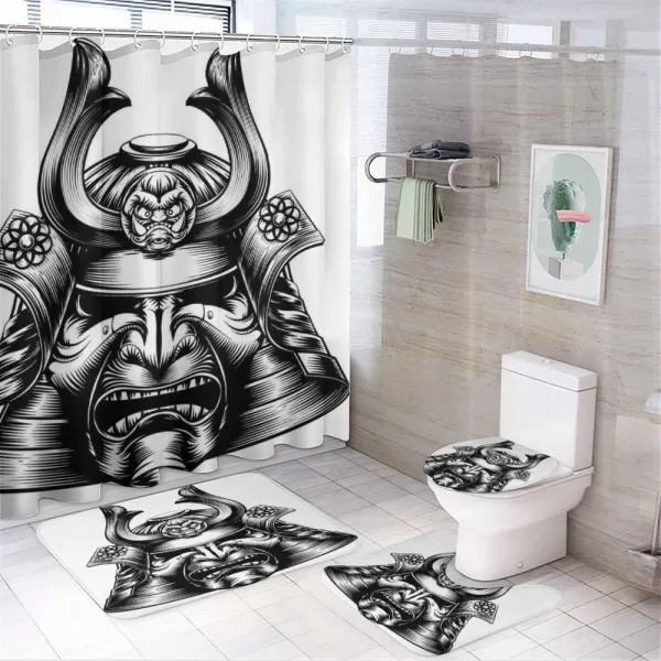 Samurai Mask Martial on a shower curtain