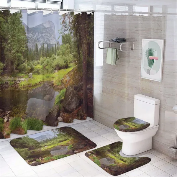 Spring Forest Mountain on a shower curtain