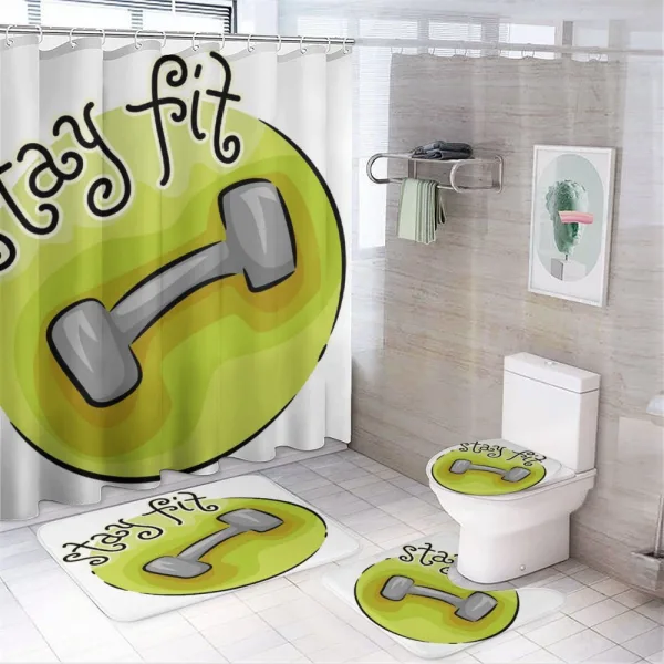 Stay Fit Dumbbell Fun on a shower curtain