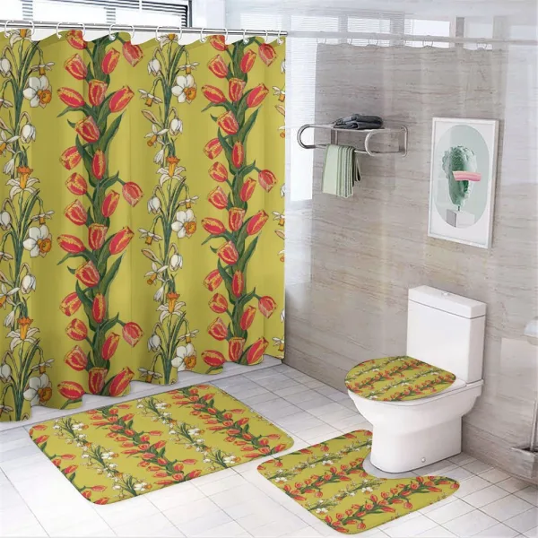 Tulips and Daffodils Pattern on a shower curtain