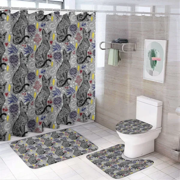 Vintage Mystical Cat on a shower curtain