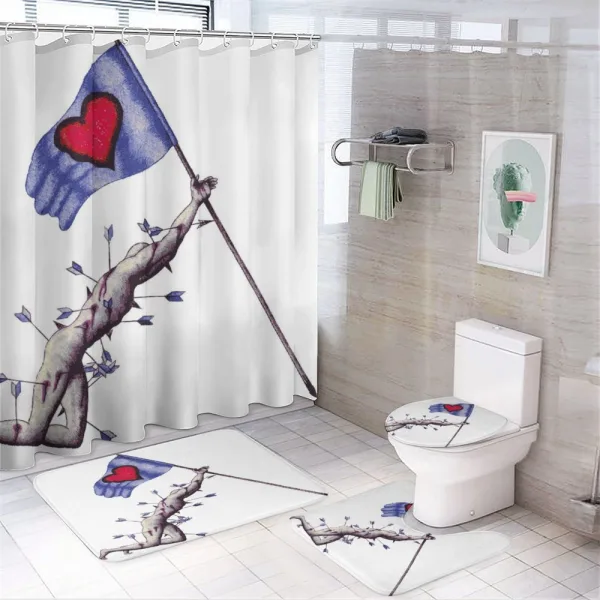 Warrior with Flag on a shower curtain