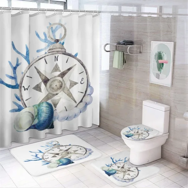 Watercolor Nautical on a shower curtain