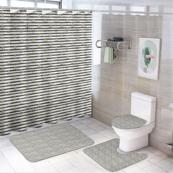 Black Stripes Cruise on a shower curtain