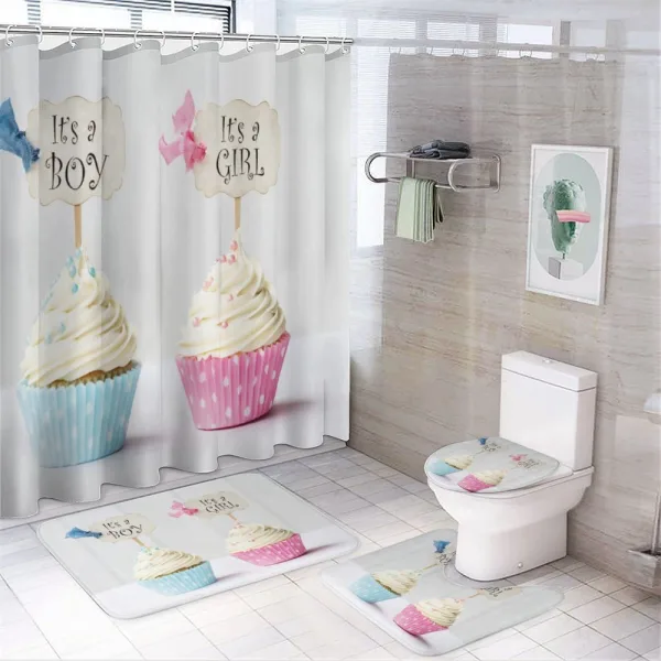 Boy Girl Cupcakes on a shower curtain
