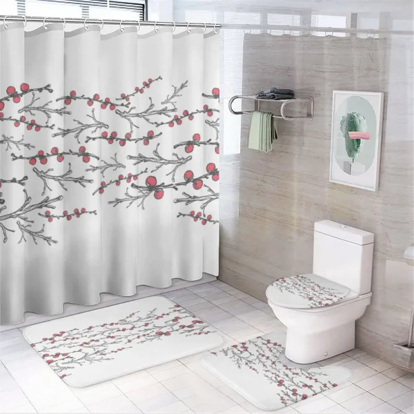 Branches of Winter Berry on a shower curtain