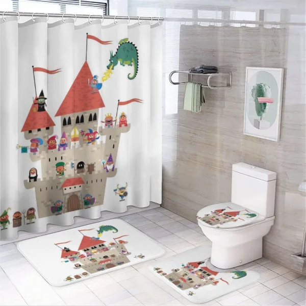 Cartoon Kingdom Dragon on a shower curtain