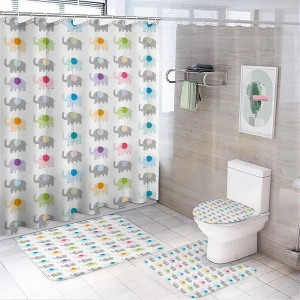 Colorful Fun Elephants on a shower curtain