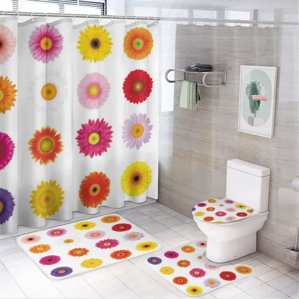 Colorful Petals Love on a shower curtain