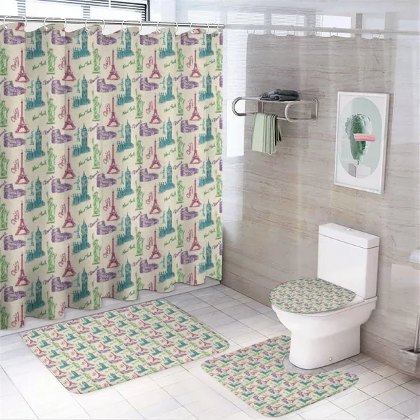 Colosseum Big Ben Tourist on a shower curtain