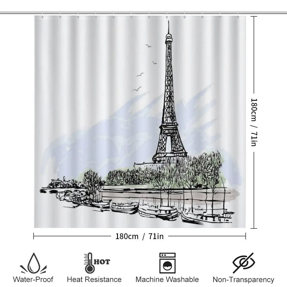 Eiffel Tower Birds Trees — Detail 2