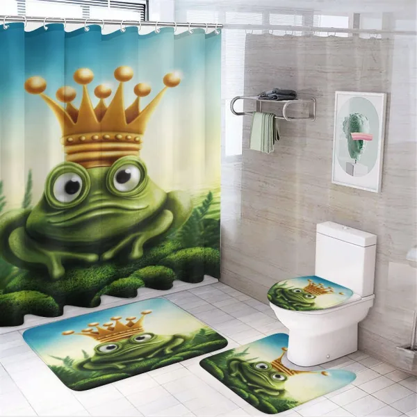 Frog Prince on Moss Stone on a shower curtain