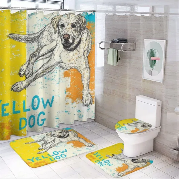 Grunge Sketch Dog Art on a shower curtain