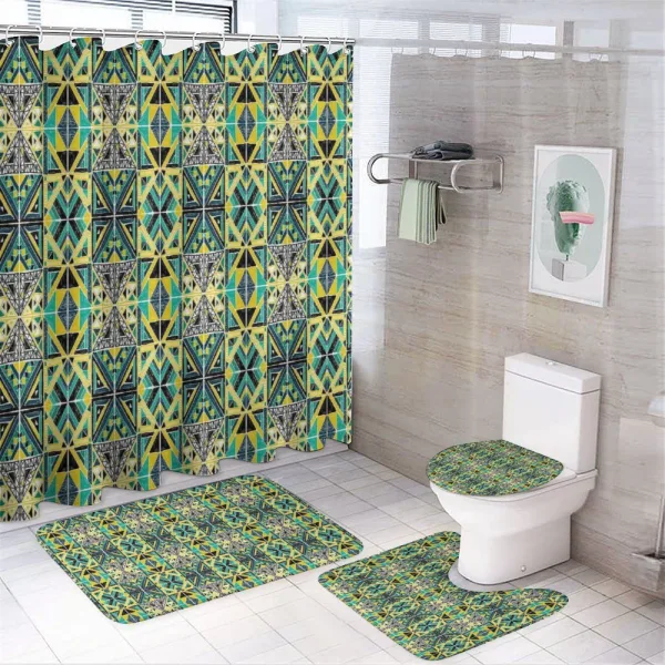 Hand Drawn Geometric Pattern on a shower curtain