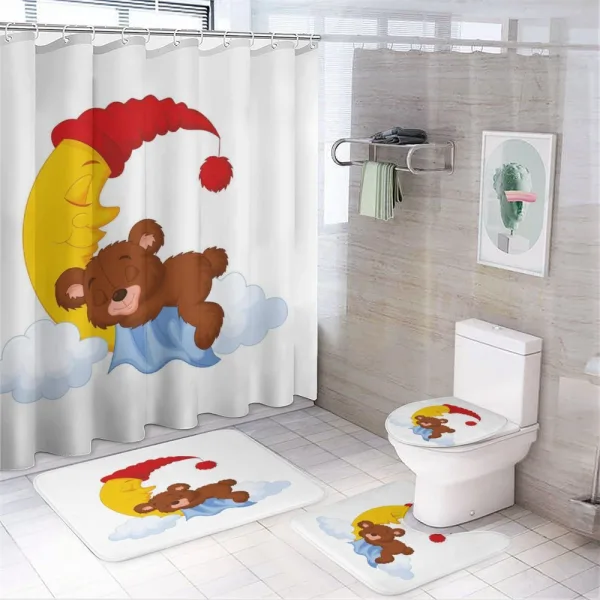 Kids Cartoon Baby on Moon on a shower curtain