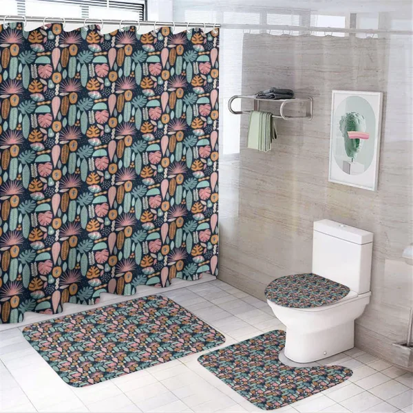 Ornamental Jungle Elements on a shower curtain