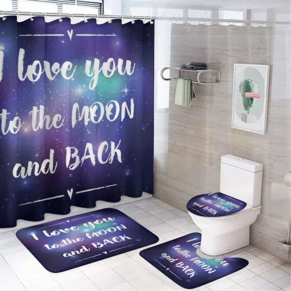 Outer Space Phrase on a shower curtain