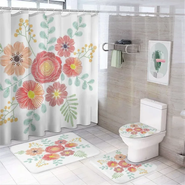 Pastel Folkloric Flowers on a shower curtain