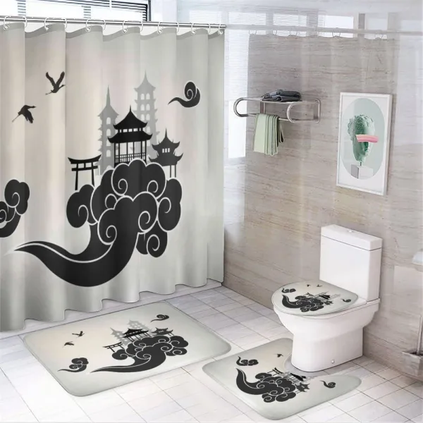 Pouff Figure and Pavilion on a shower curtain