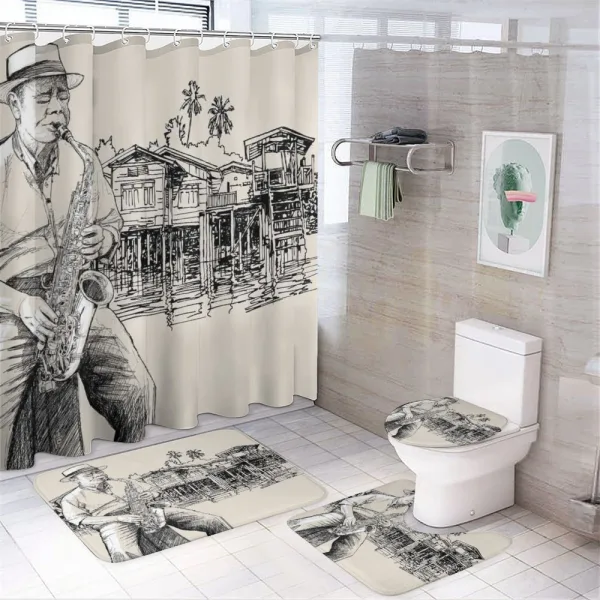 River Bank Palm Trees on a shower curtain