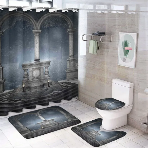 Roman Style Stone Altar on a shower curtain