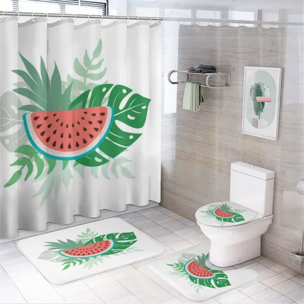 Slice with Tropic Leaves on a shower curtain