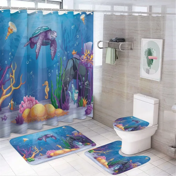 Underwater World Cartoon on a shower curtain