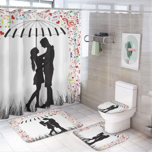 Young Romantic Couple on a shower curtain