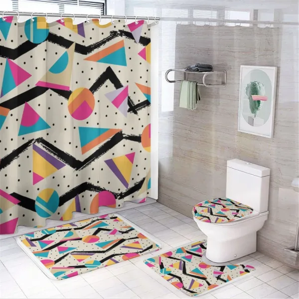 80s Funky Memphis Fashion on a shower curtain