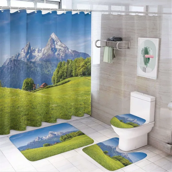 Alps with Meadow Flora on a shower curtain
