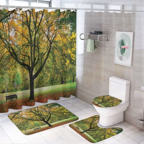 Autumn Park Leaves Nature on a shower curtain