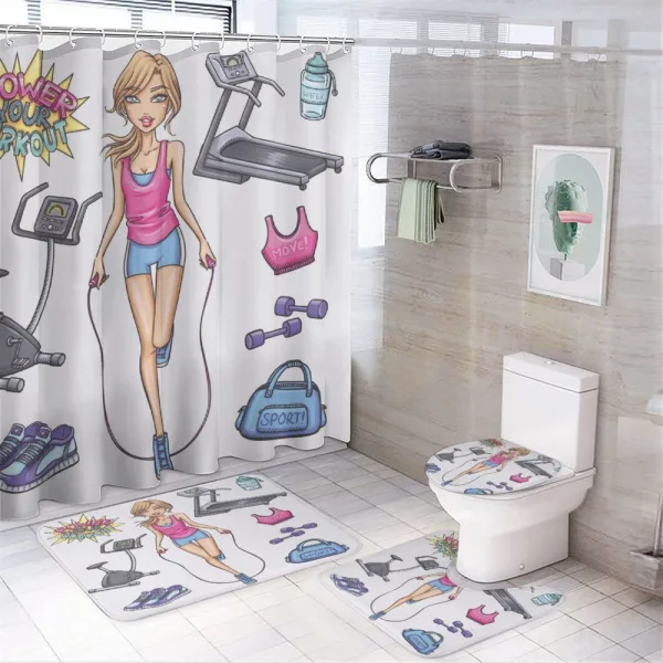 Cartoon Girl Work on a shower curtain