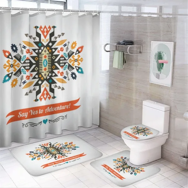 Design and Words on a shower curtain