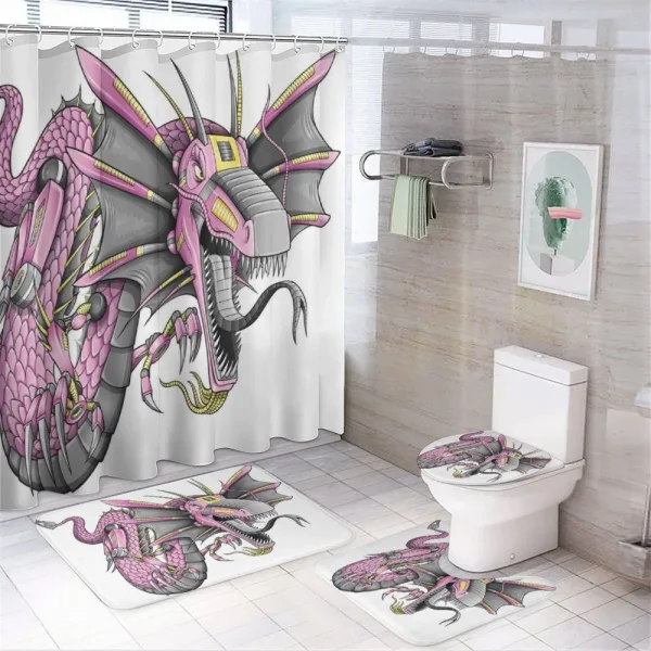 Digital Robotic Cyborg on a shower curtain