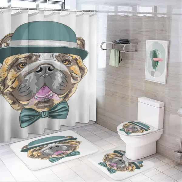 Dog in a Hat on a shower curtain