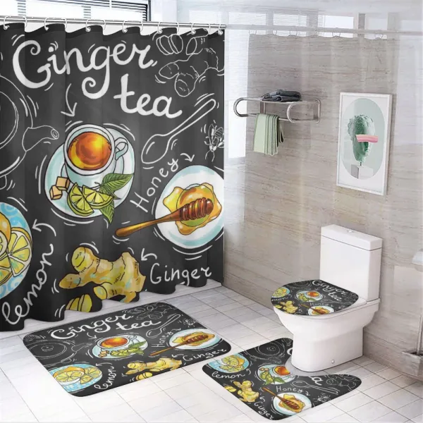 Healthy Lifestyle Drink Theme on a shower curtain
