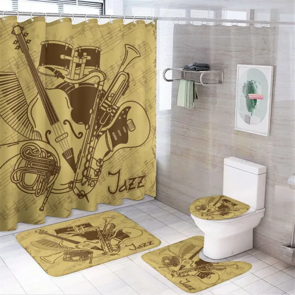 Jazz Music Equipments on a shower curtain