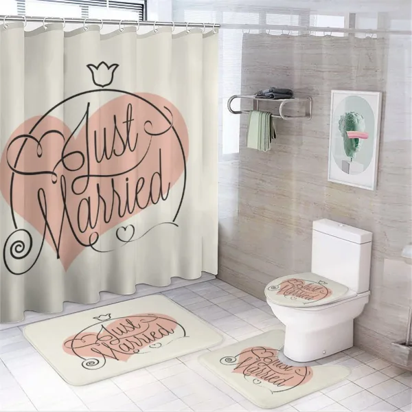 Just Married Tulip Heart on a shower curtain